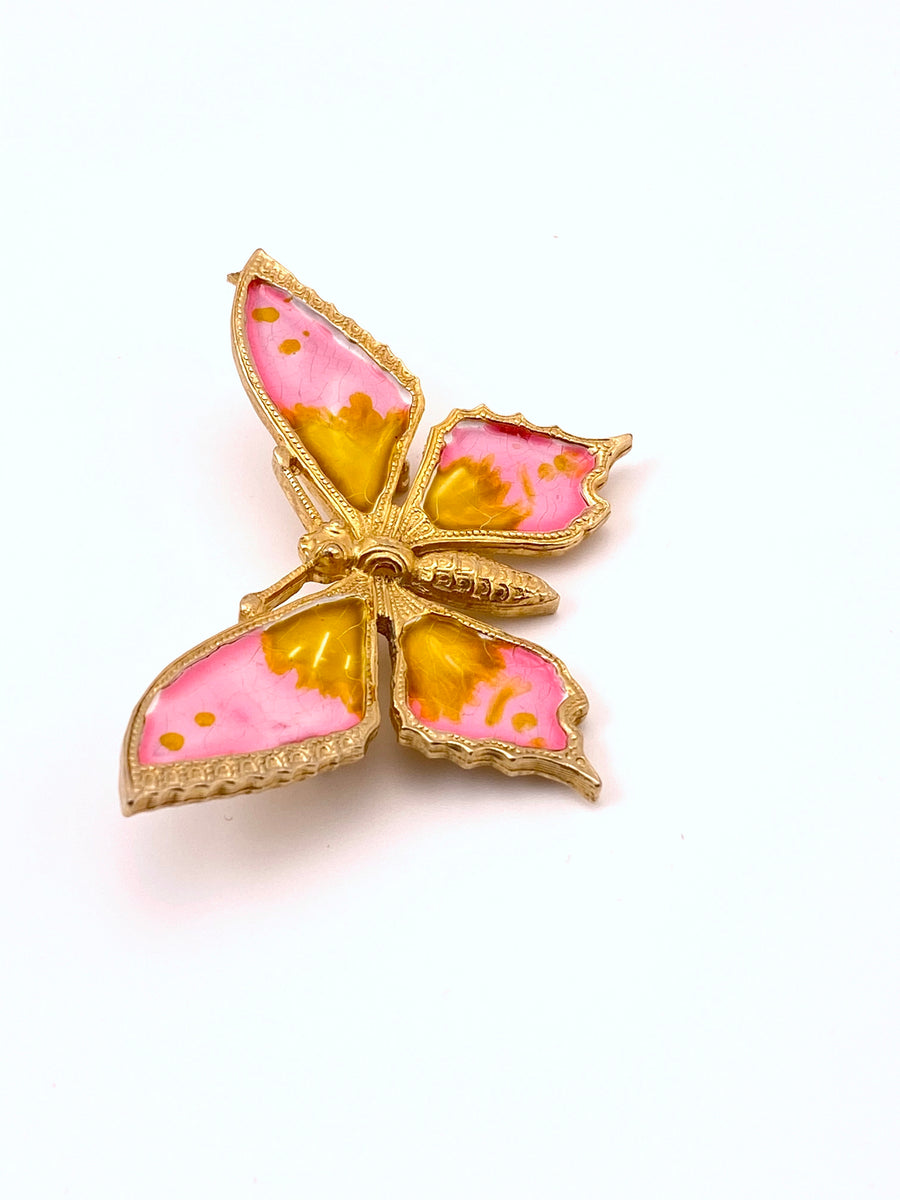 1960s Accessocraft Pink Enamel Butterfly Brooch