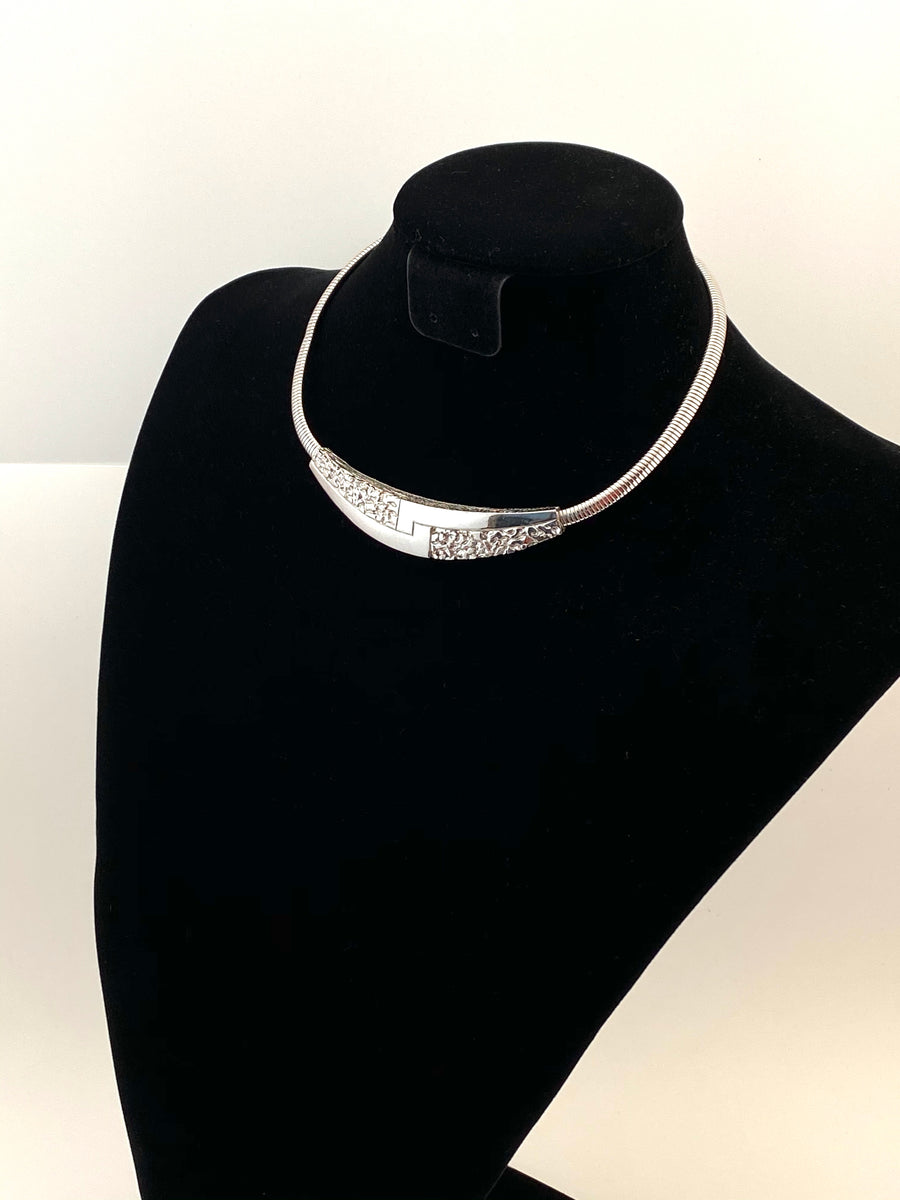 Givenchy Silver Tone Collar Necklace 1979