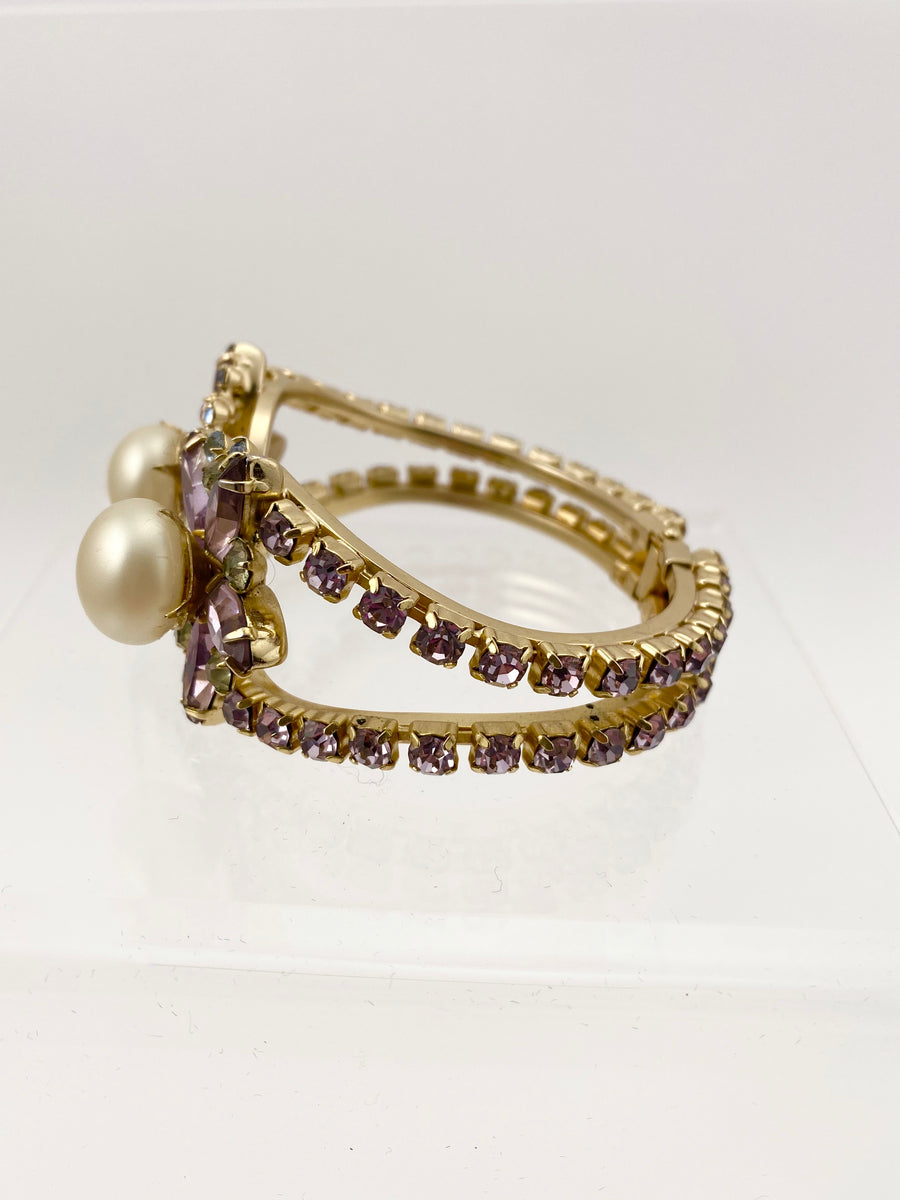 1950s Hattie Carnegie Pearl and Rhinestone Bracelet