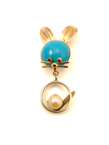1950s Abstract Rabbit Brooch