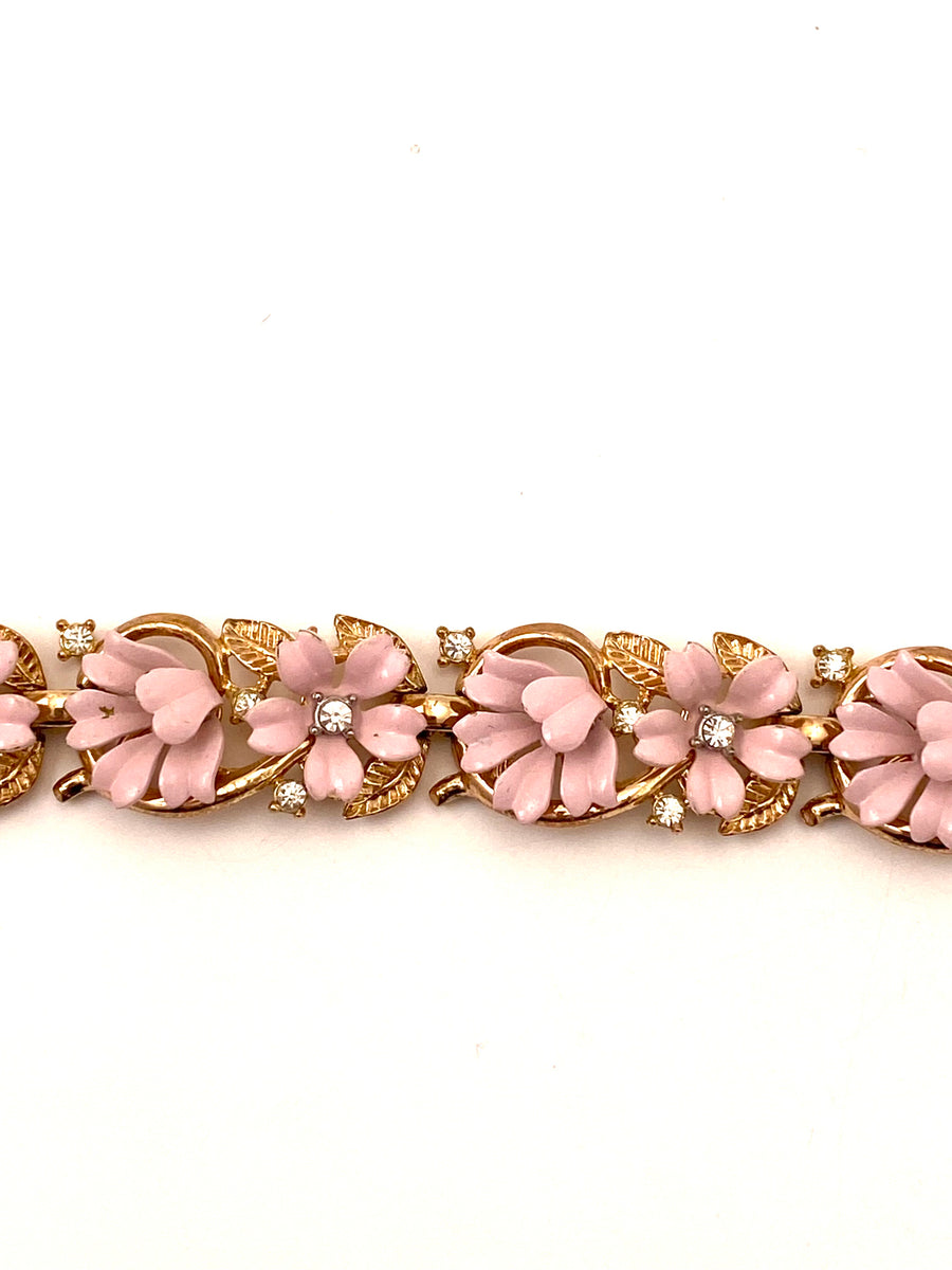 1950s Trifari Pink Flower Bracelet