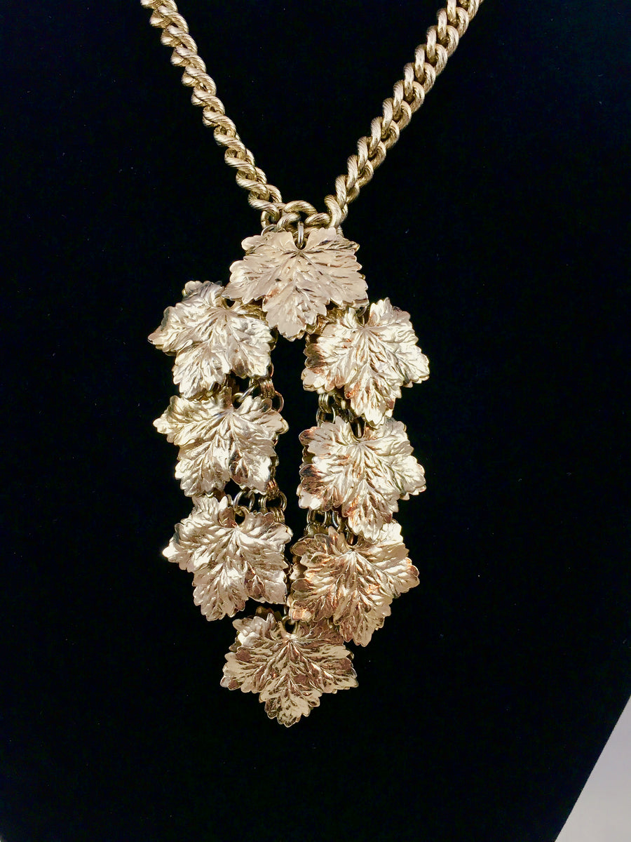 1950s Napier Goldtone Leaf Necklace