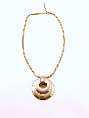 Christian Dior Gold and Silvertone Pendant Choker Necklace 1972