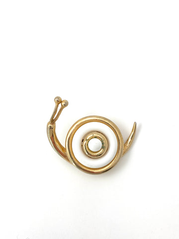 1960s Boucher Goldtone and White Snail Brooch