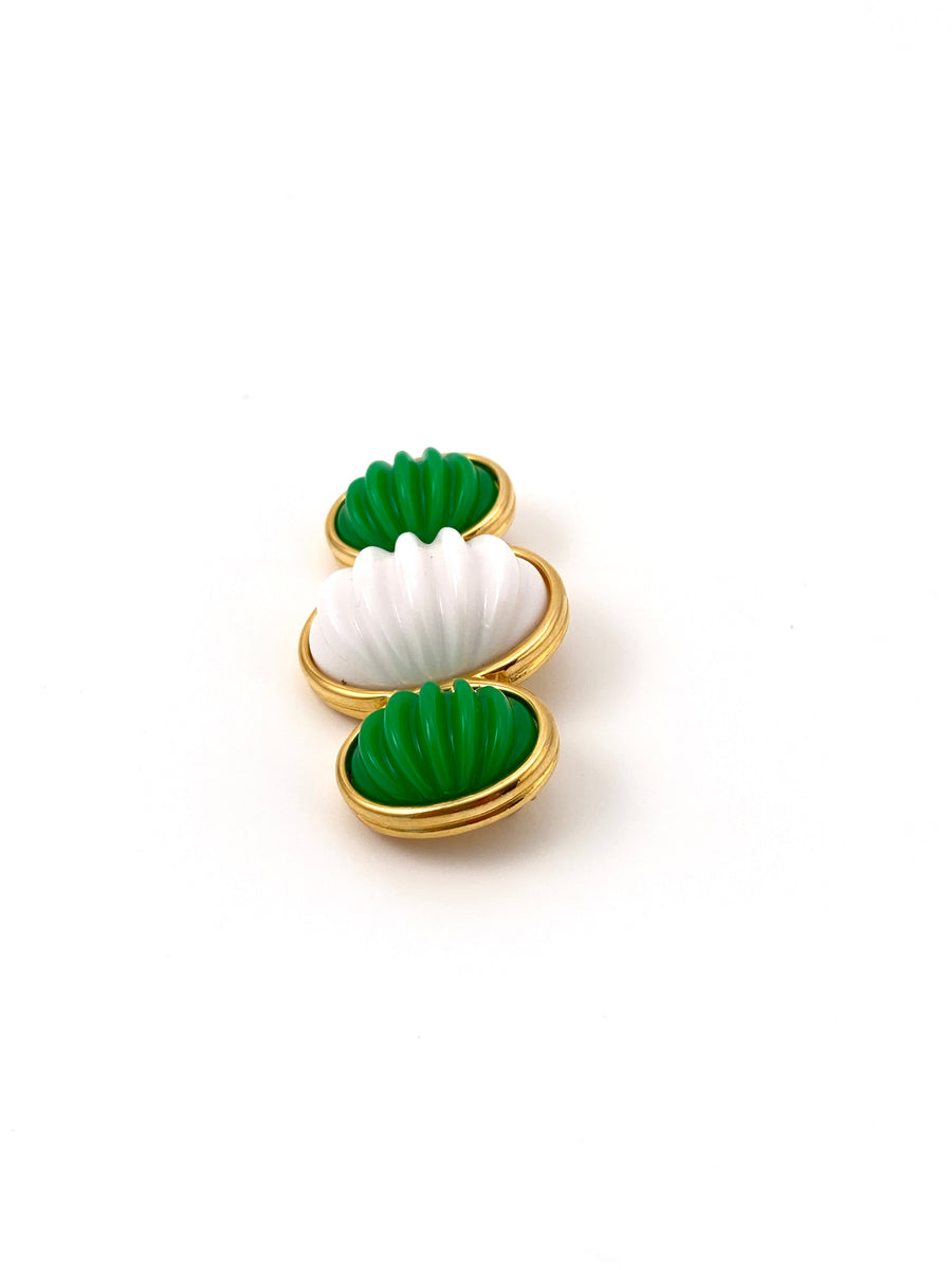 Vintage 1980s Green and White Monet Brooch