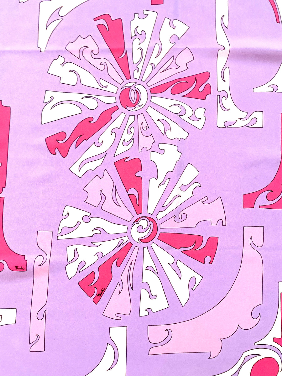 Early 1970s Emilio Pucci Abstract Silk Scarf