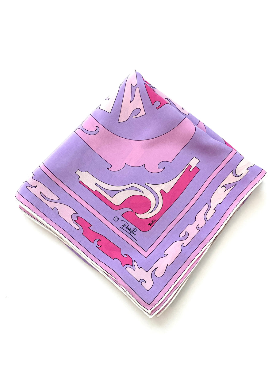 Early 1970s Emilio Pucci Abstract Silk Scarf