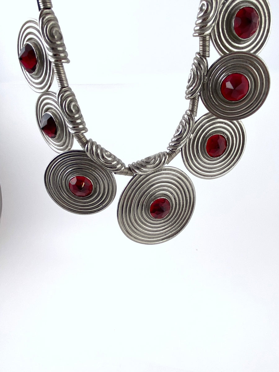 Vintage Saint Laurent Silver-Tone Tribal Inspired Necklace
