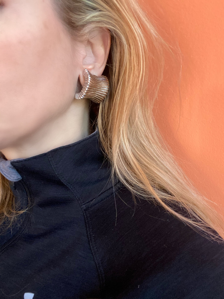 Vintage 1980s Givenchy Silvertone Hoop Clip Earrings
