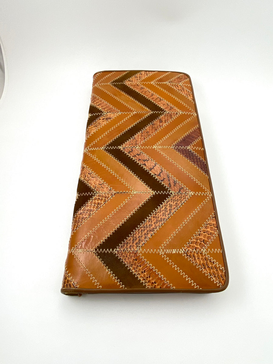 1970s Judith Leiber Patchwork Chevron Patterned Clutch