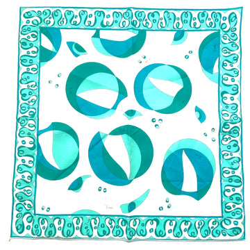 Vintage Pucci Turquoise and White Small Cotton Scarf