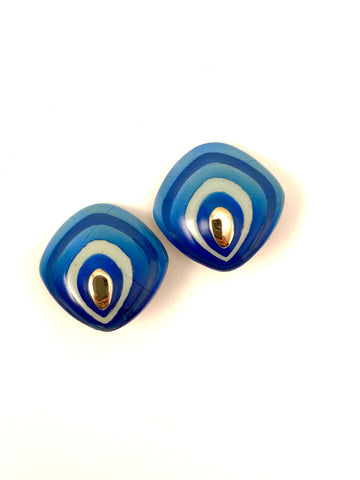 1970s Eisenberg Blue Enamel Earrings