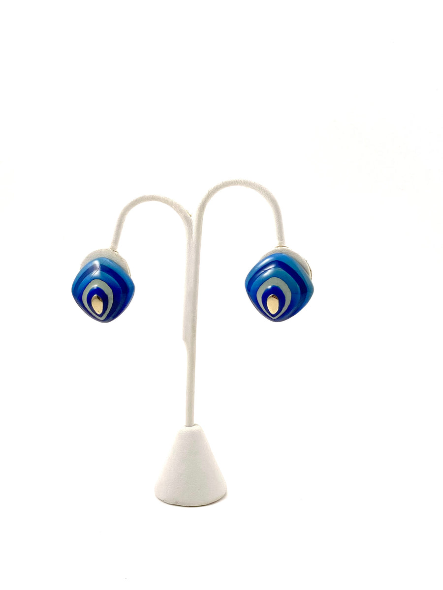 1970s Eisenberg Blue Enamel Earrings