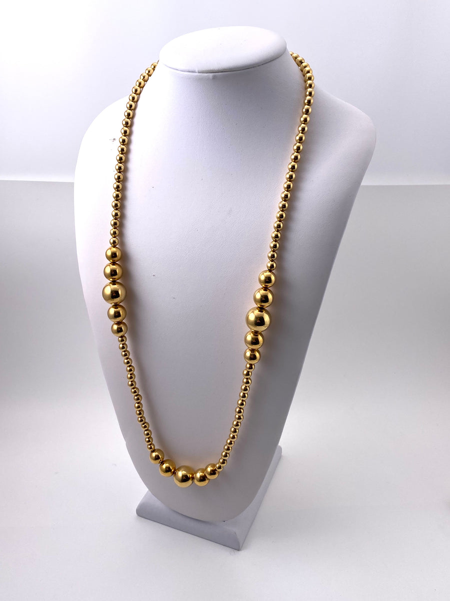 Vintage Napier Long Goldtone Beaded Necklace