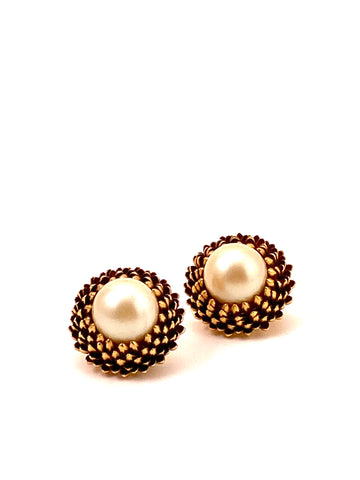 1950s Napier Faux Pearl and Goldtone Earrings