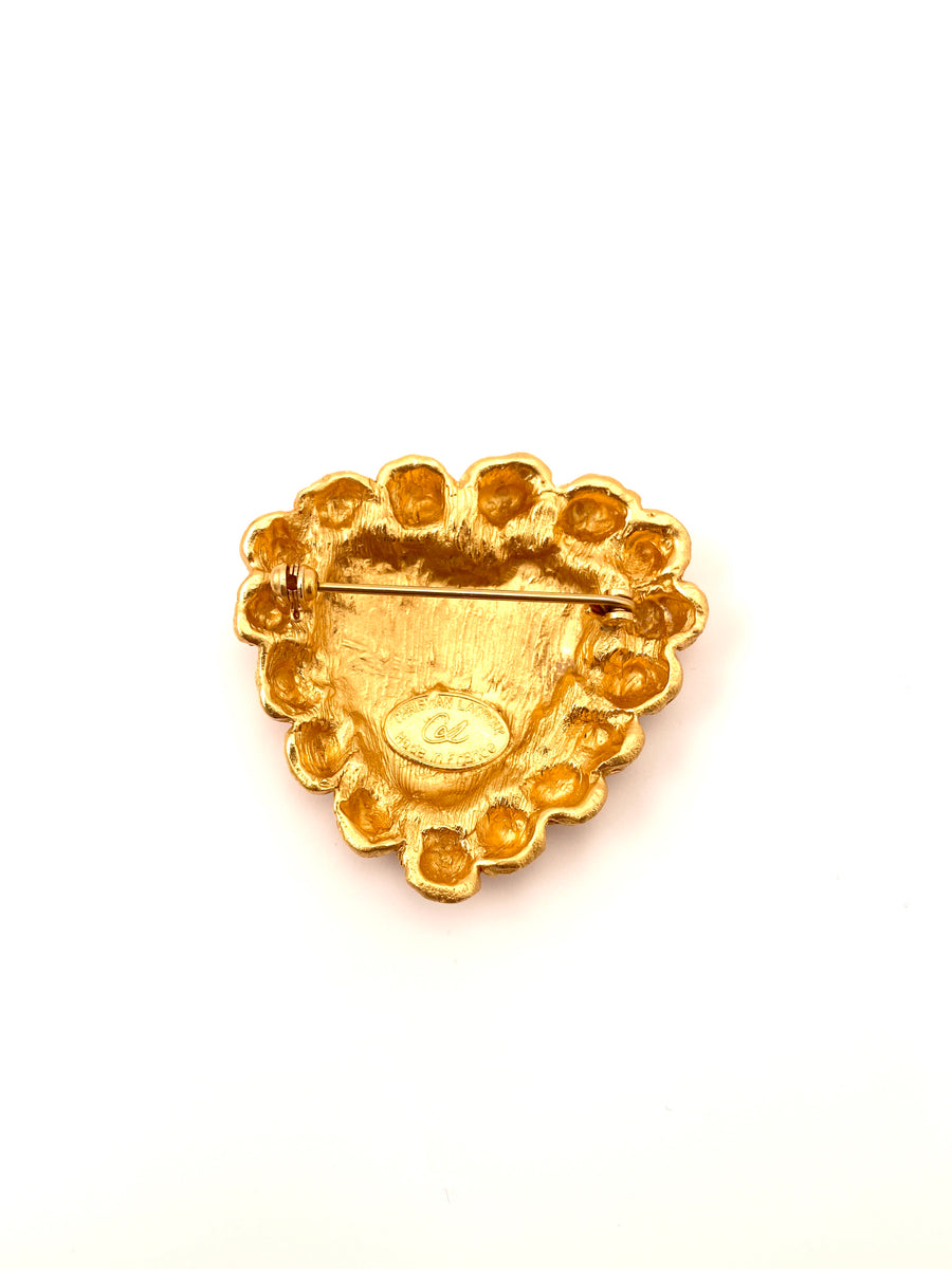 Vintage Christian LaCroix Goldtone Heart Brooch