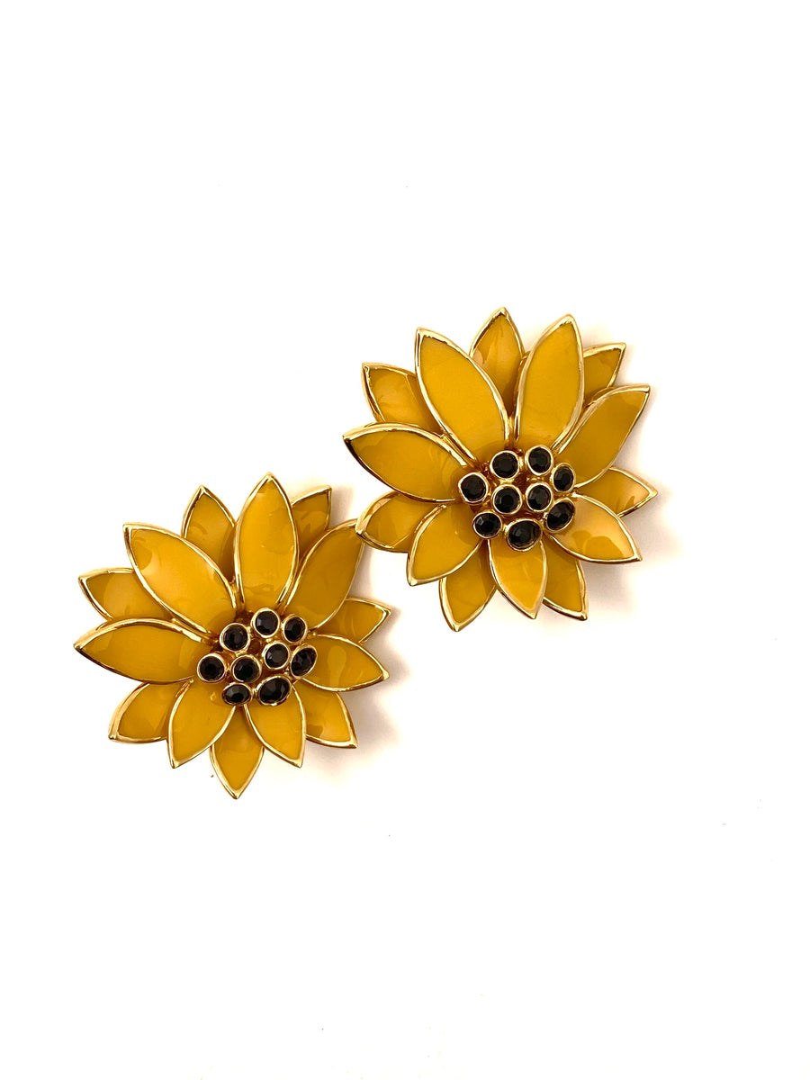 1980s Vintage Ciner Sunflower Earrings