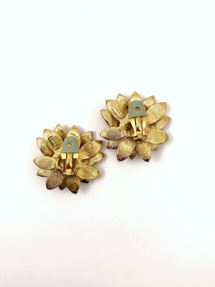 Large Vintage Ciner Yellow Flower Earrings