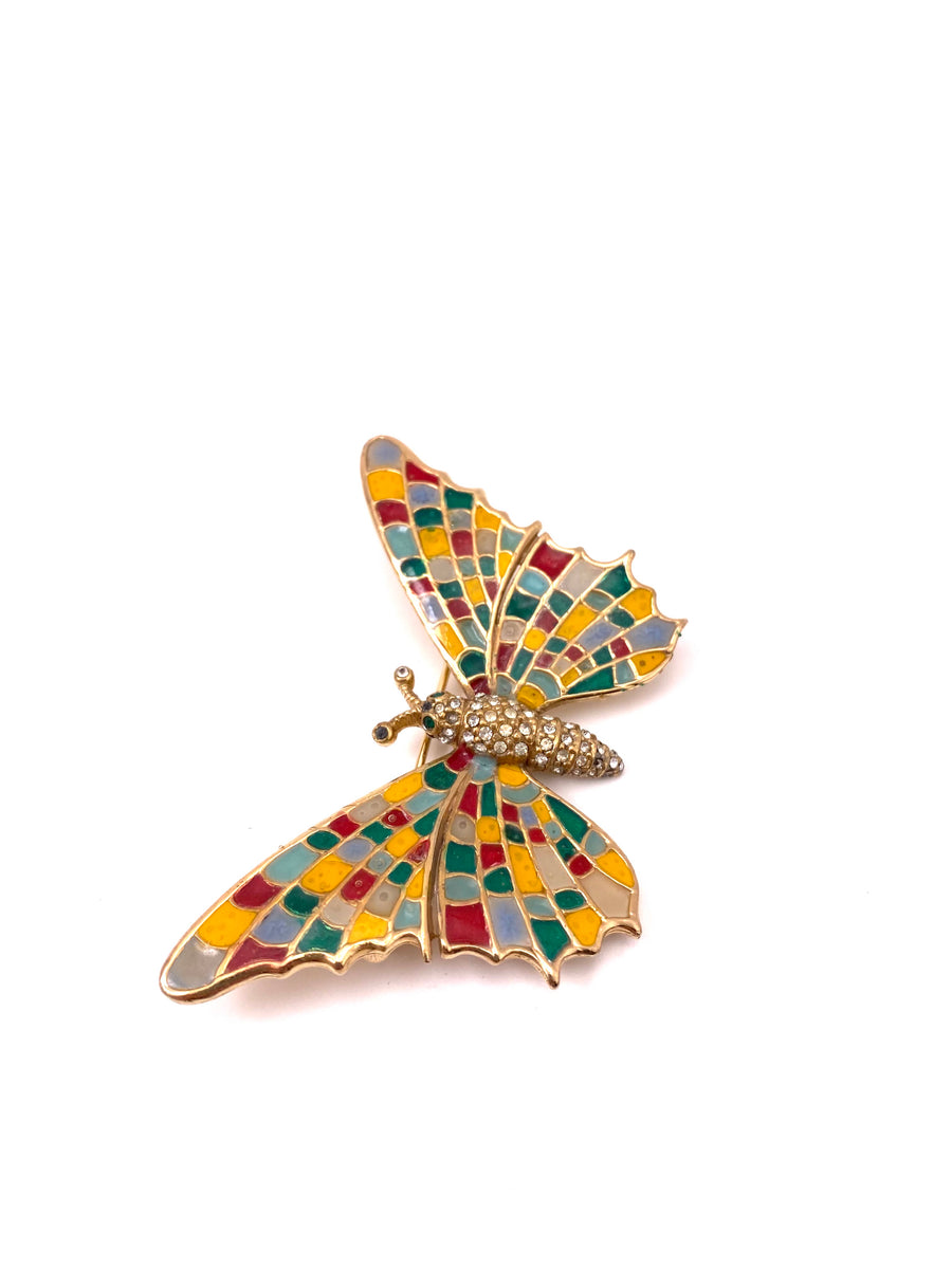 1970s Ciner Multi-Colored Butterfly Brooch