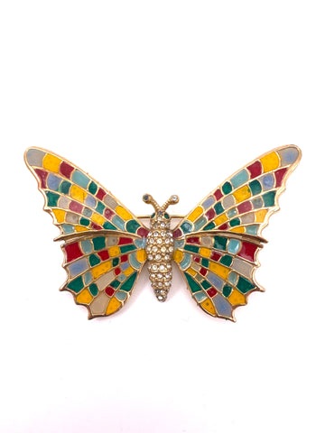 1970s Ciner Multi-Colored Butterfly Brooch