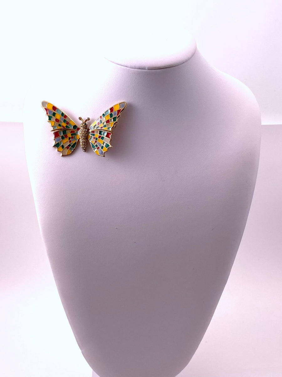 1970s Ciner Multi-Colored Butterfly Brooch
