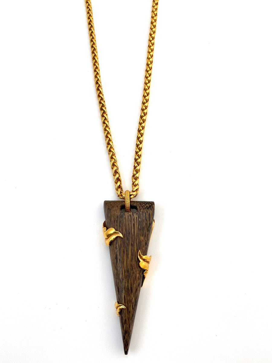Dominique Aurientis 1980s Wooden Pendant Necklace