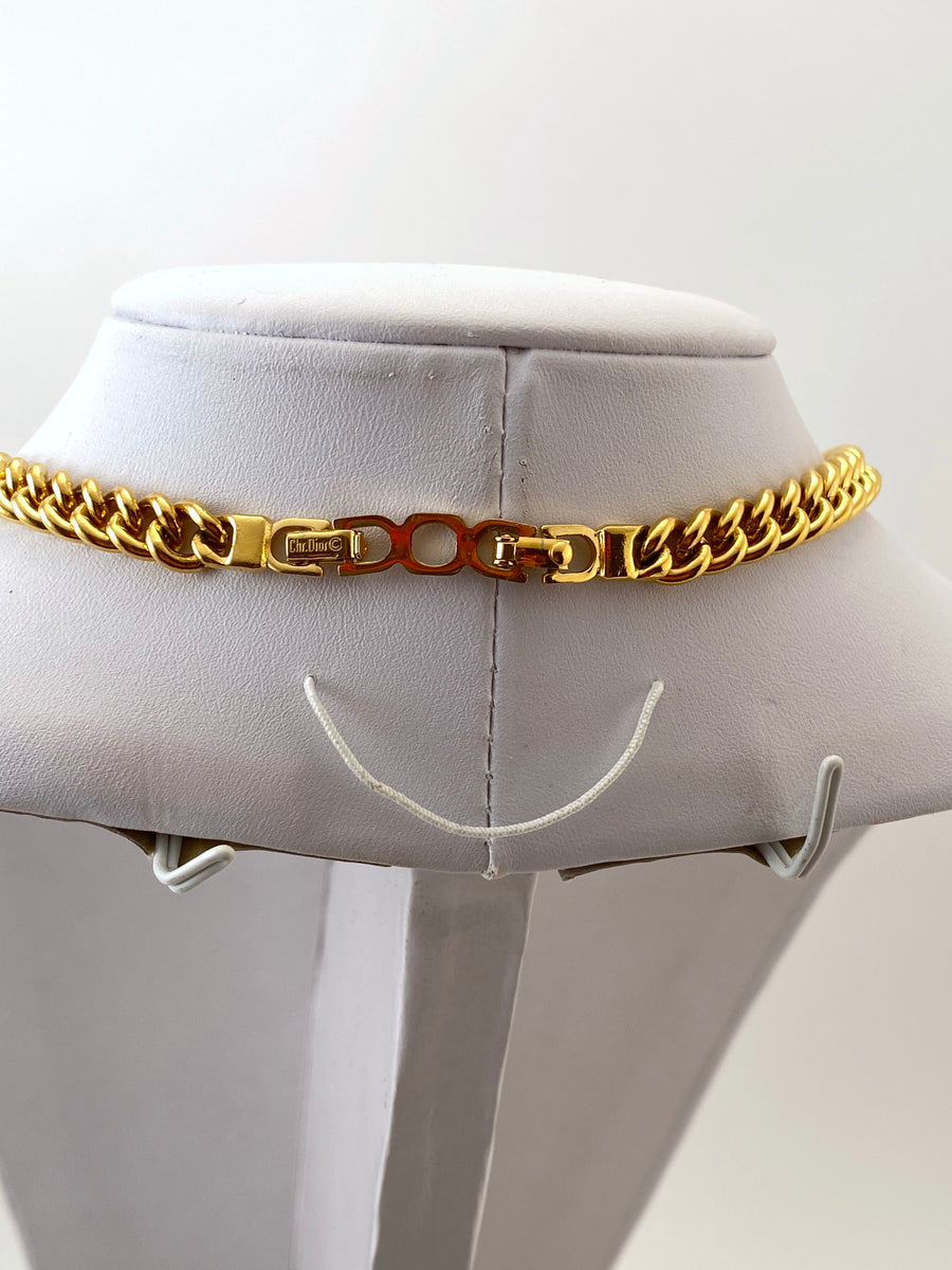 Vintage 1980s Christian Dior Gold-tone Choker Necklace